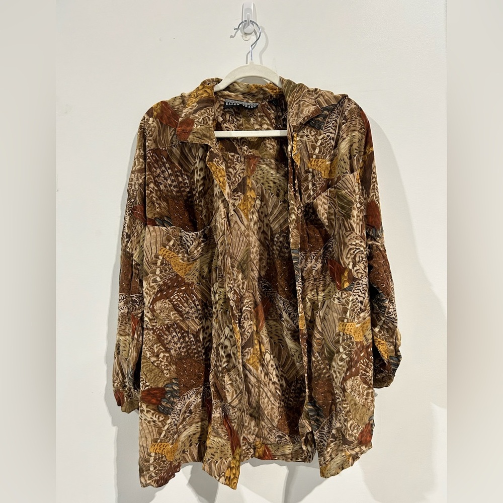 Ellen Tracy Brown and Tan Silk Jacket